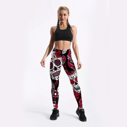 Red and Black Skull Leggings