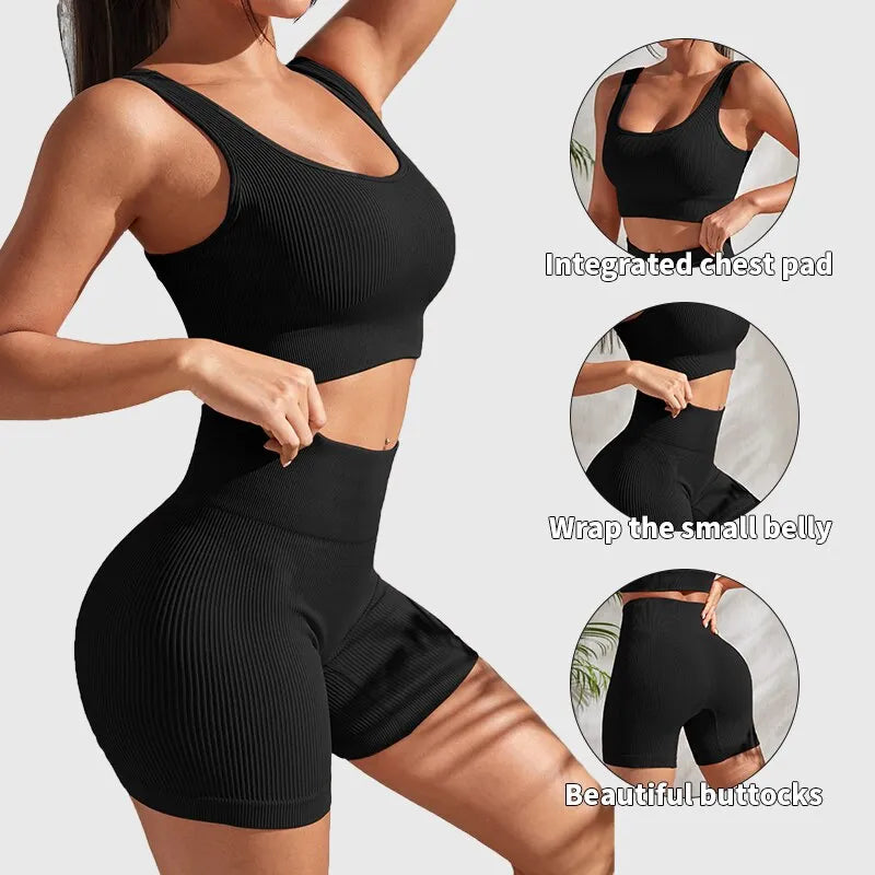 Seamless Ribbed Yoga Sets