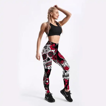 Red and Black Skull Leggings